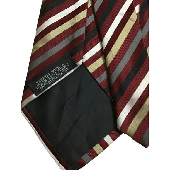5/$10 Van Heusen Red Cream 100% Silk Tie 60-inch - Picture 4 of 6